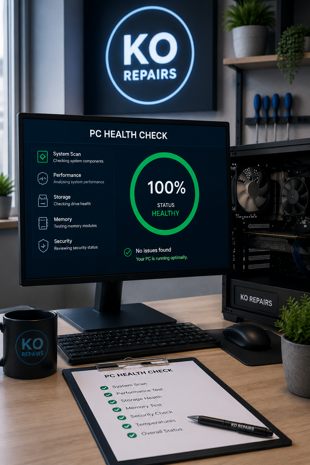 PC health check at KO Repairs Carmarthen